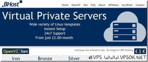 BHost：$5.1/月OpenVZ-512MB/30GB/10M无限 英国&amp;荷兰