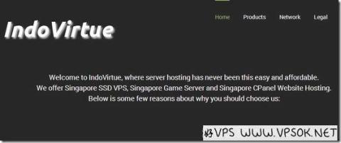 IndoVirtue：$5/月OpenVZ-512MB/20G SSD/1000GB 新加坡