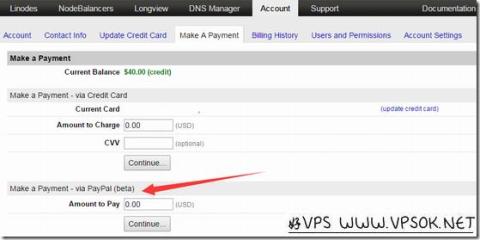 Linode支持PayPal付款