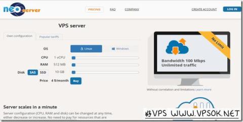 NeoServer：$4/月VM-512MB/10GB/无限 莫斯科